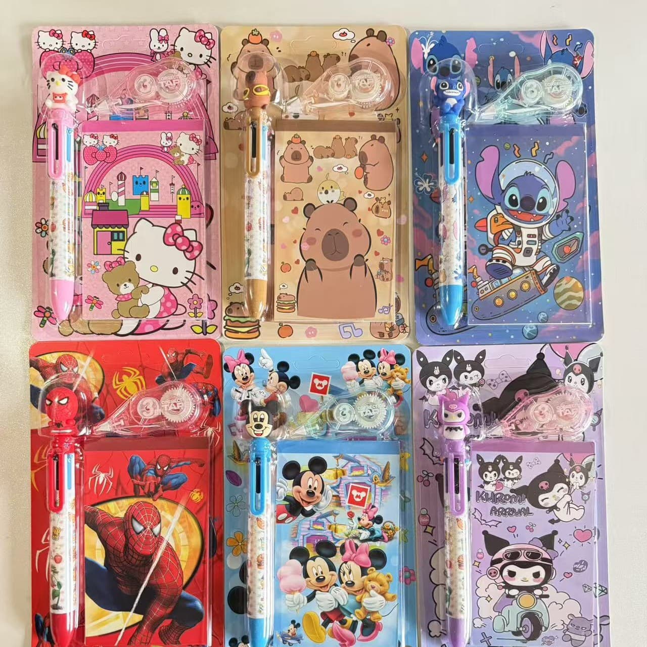 Cross-border Sanrio 6-color ballpoint pen correction belt notebook cartoon stationery set primary school student gift gift