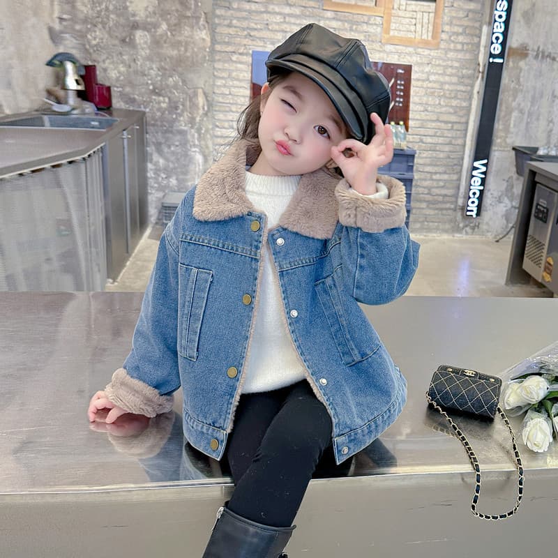 Children's Fleece-Lined Thick Denim Jacket Fashionable 2025 Winter New Girl's Korean Style Denim Top Baby Chic Top