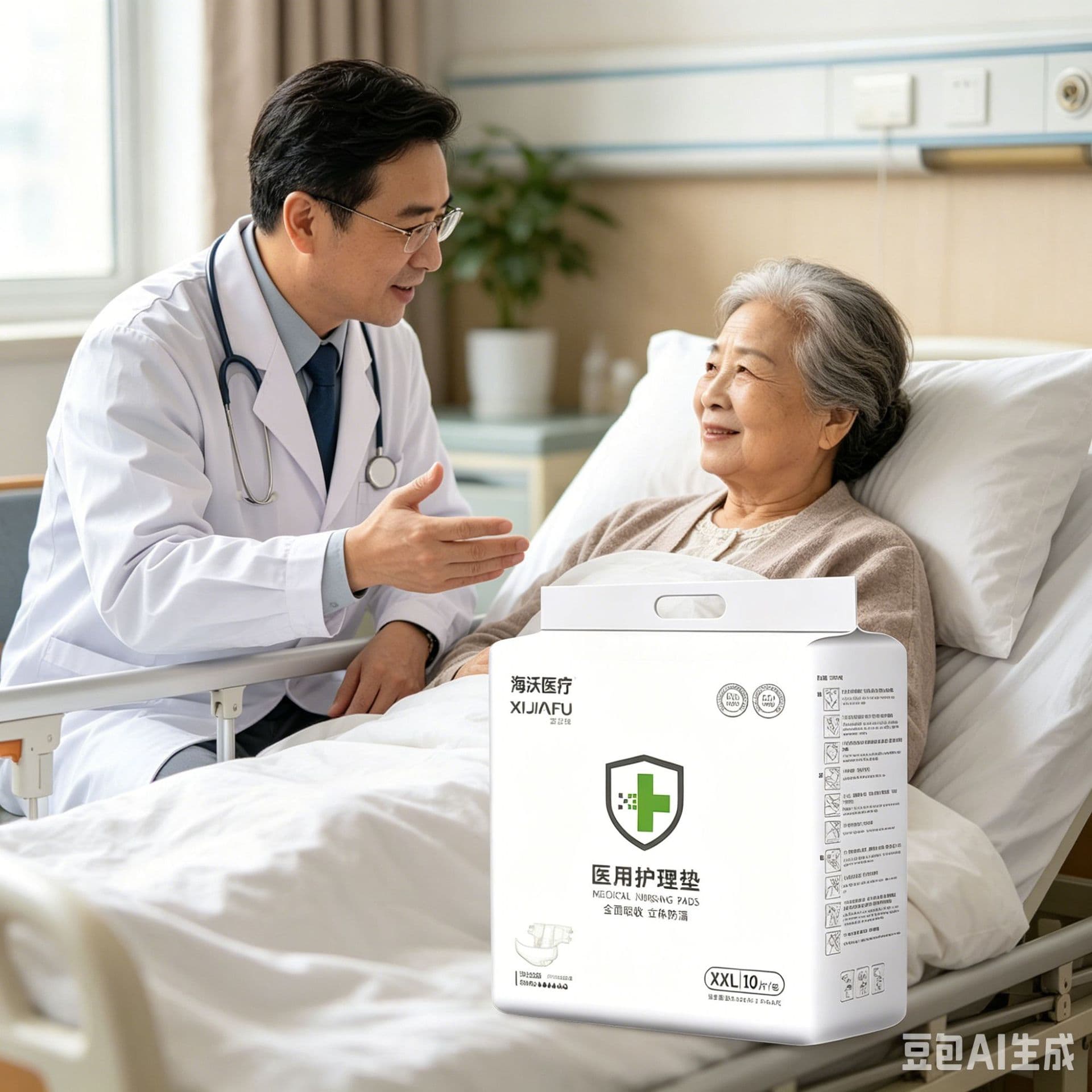Haiwo Medical Adult Diapers for Elderly, Large Size, Tape-On Diaper, Unisex, with Leak-Proof Barriers