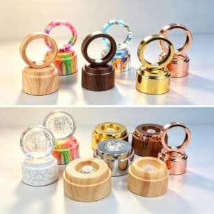 RGB Light Night Light Multifunctional Base Crystal Accessories Rotating Light Stand Home Decoration Handmade Accessories