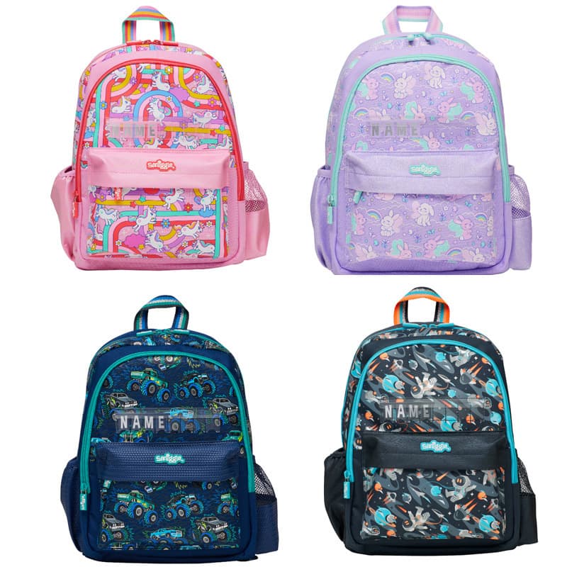 Australian Smiggle medium name card school backpack for elementary students, cartoon backpack for kindergarten kids
