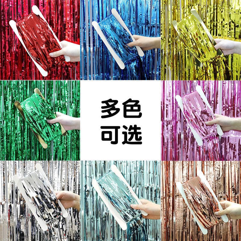 Cross-border Colored Rain Curtain for Birthday, Wedding, Bridal Room Party Decoration 1*2 Meter Backdrop Rain Stream Wholesale