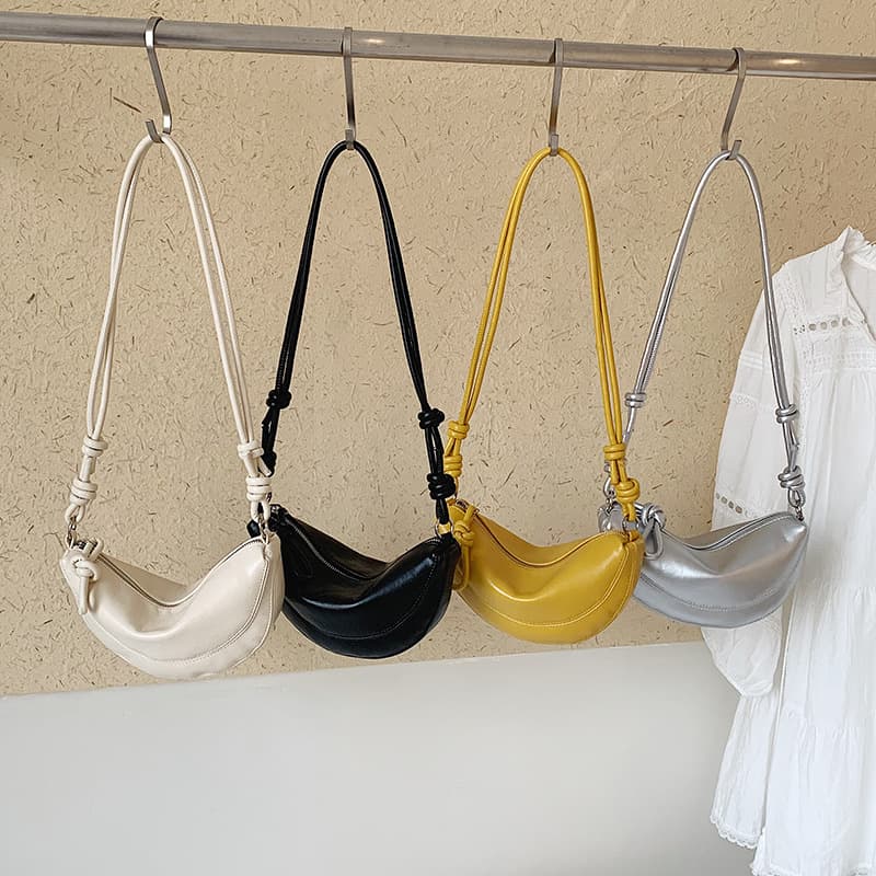 Fashion Niche Design Korean Croissant Bag Soft Leather Dumpling Bag Underarm Bag Casual Commute Shoulder Bag Crossbody Bag Women
