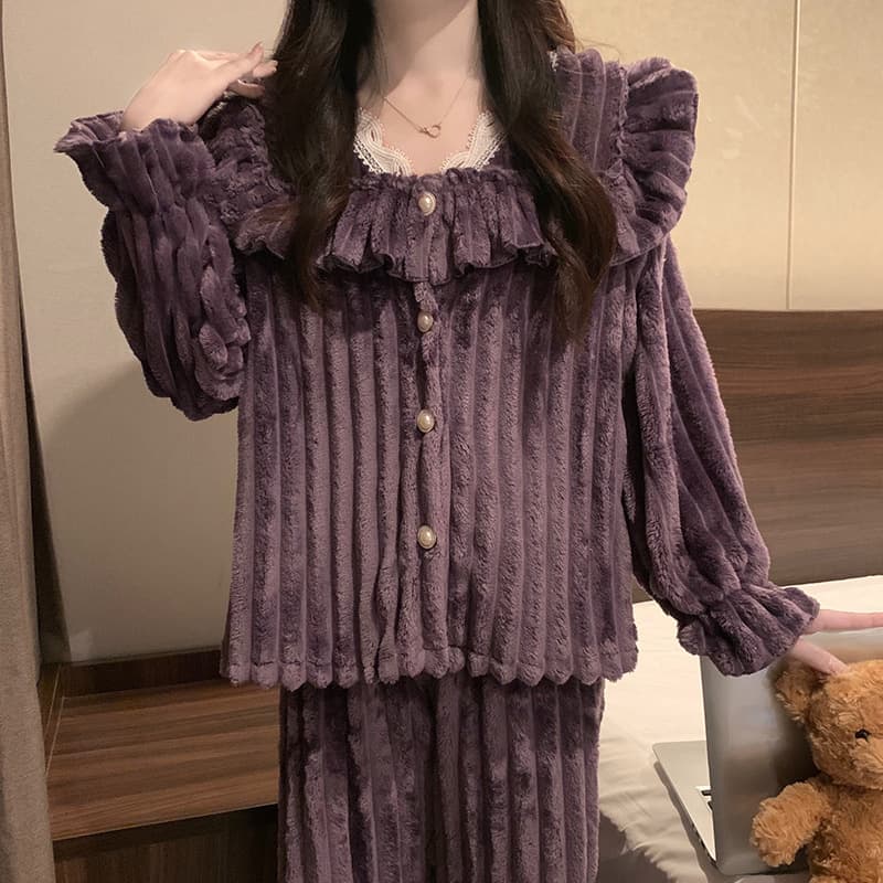 2024 New Long Plush Fairy Chanel-Style Pajama Long-Sleeve Homewear Set Wear-Out Versatile Premium In Stock