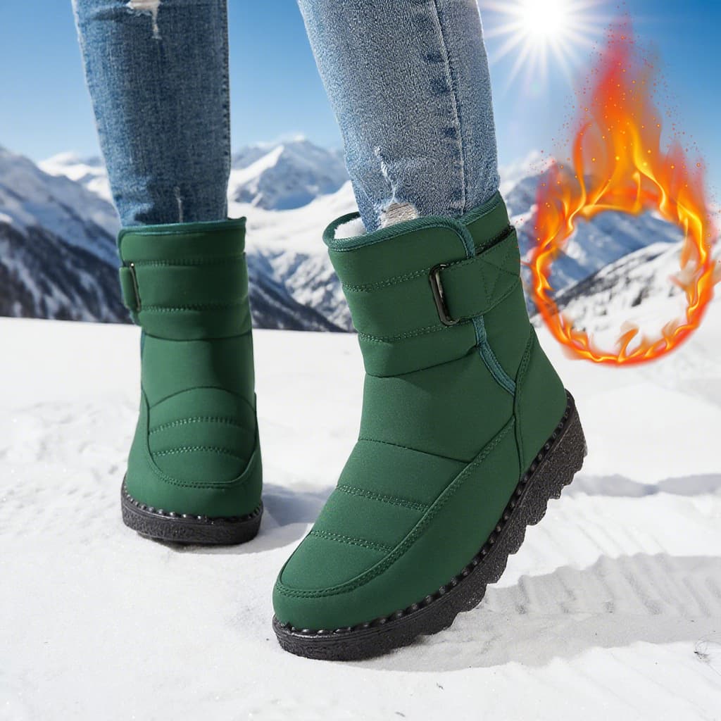 Women's Snow Boots Cross-Border Large Size 45 Winter New Warm Lined Cotton Boots Mid-Length Snow Boots PU Anti-Slip Sole