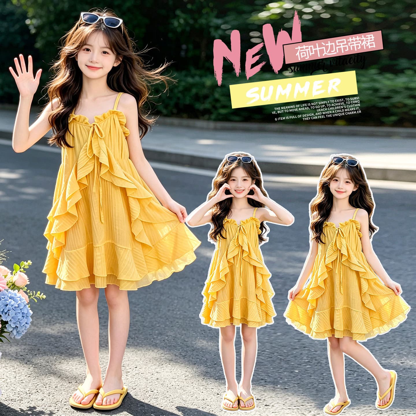 Girls Summer Dress 2026 New Style Children's Ruffled Halter Dress Irregular Princess Dress