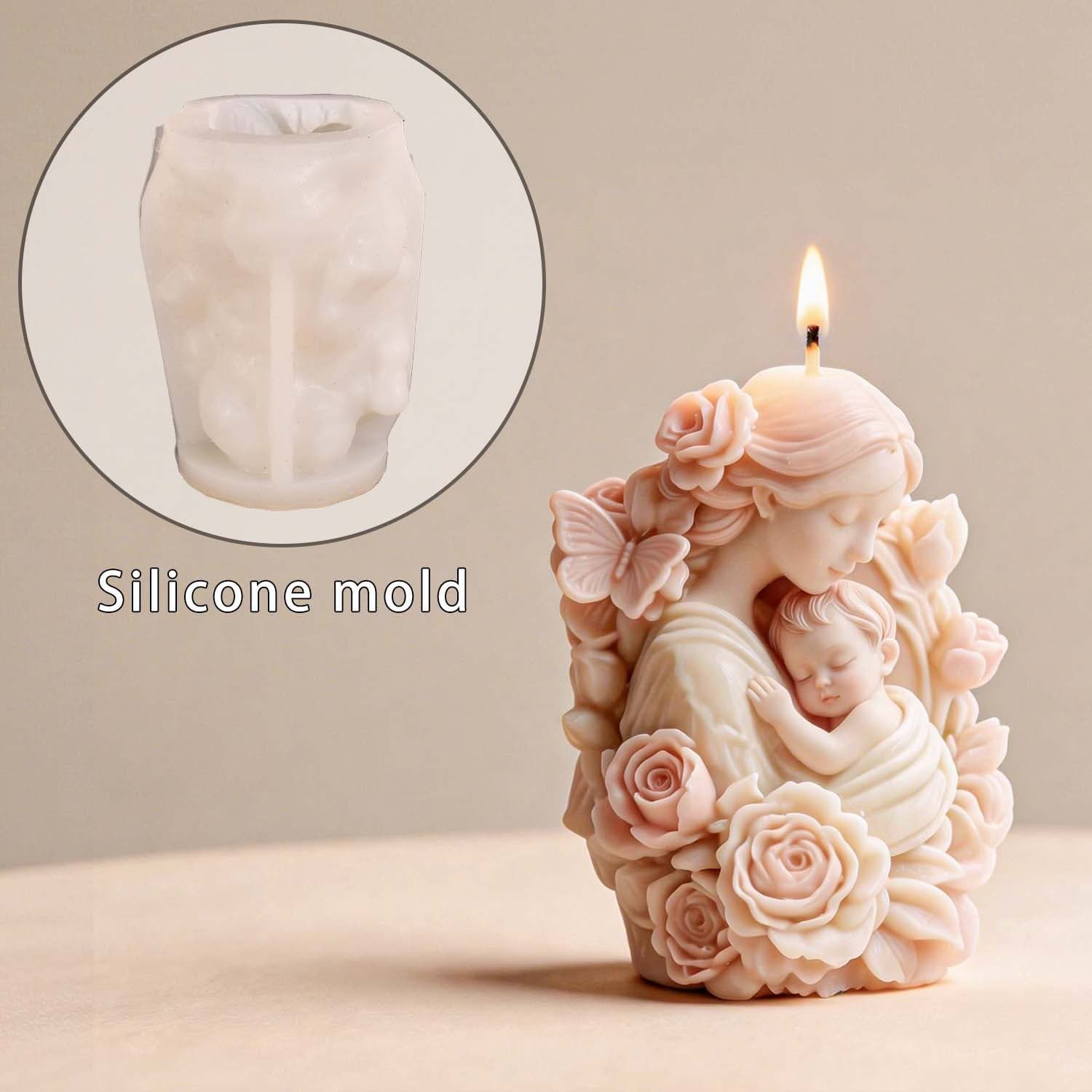 Sweet honey diy mother's day flower group mother and child glue mold three-dimensional aromatherapy plaster ornaments silicone mold