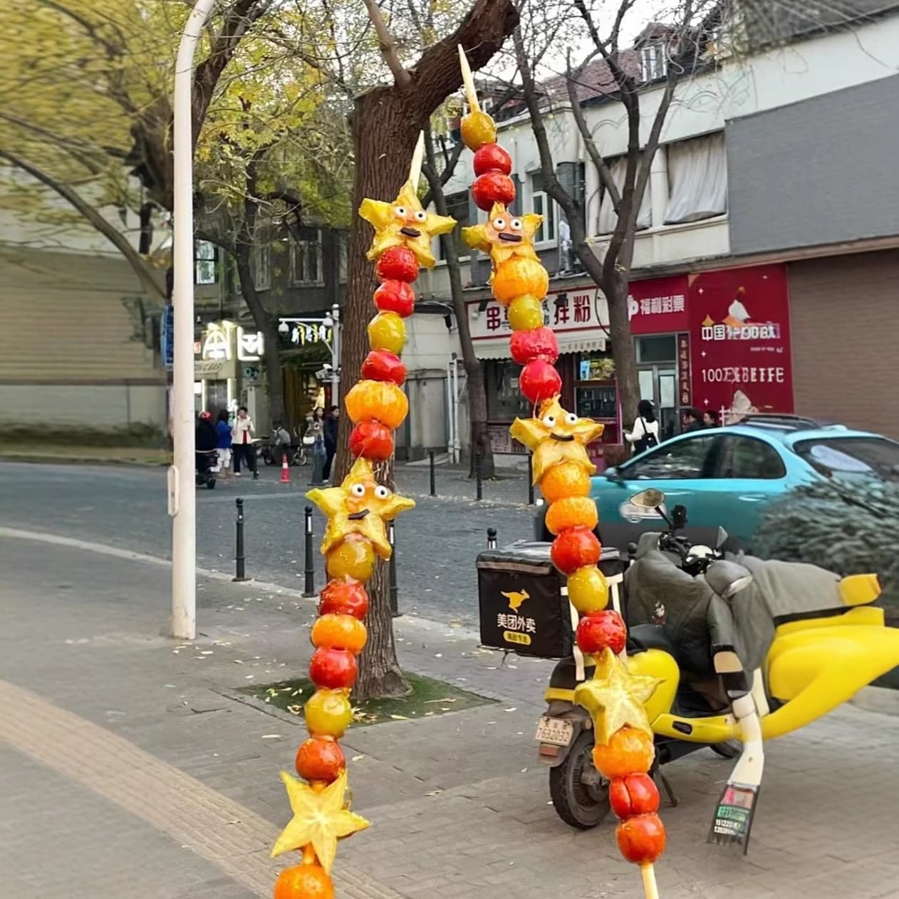 One-meter-long bamboo skewers for trendy candied hawthorn, commercial wholesale, extra-long and thick fruit skewers