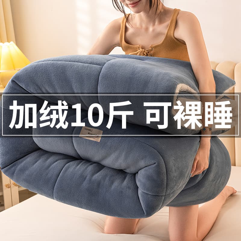 Solid Color Minimalist Lamb Fleece Winter Quilt Home Use Fleece-Lined Thickened Quilt Core Student Dormitory Warmth Thick Quilt Cotton Quilt