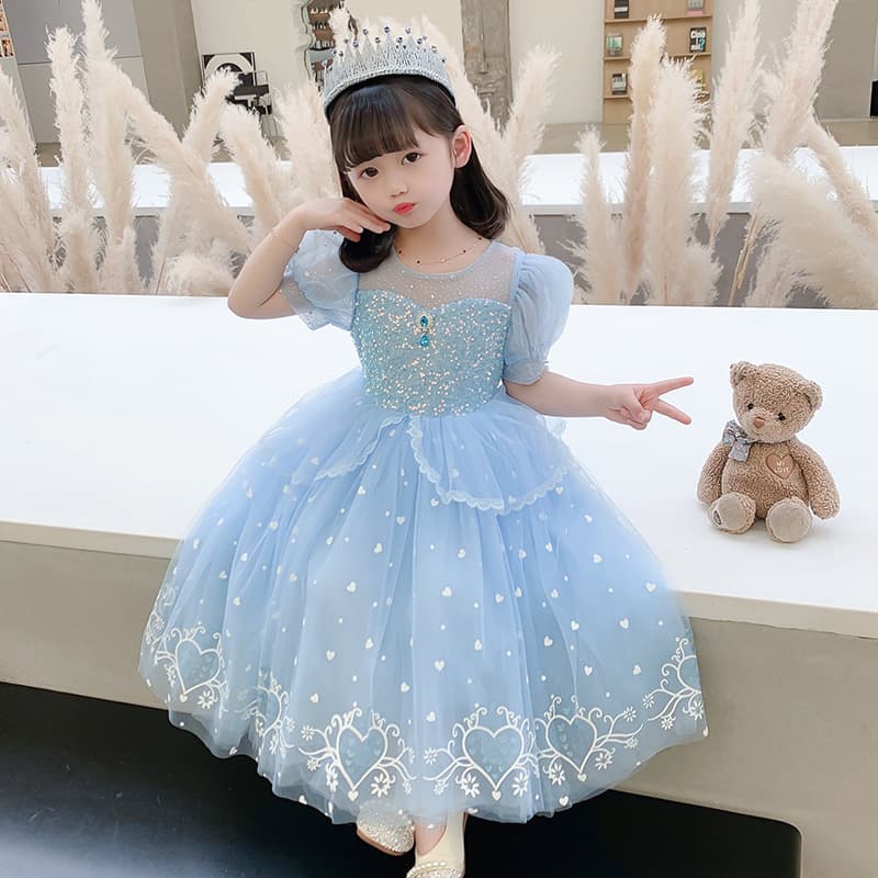 Amazon Elsa Princess Dress 2026 Girls Frozen Dress Gown Performance Dress Cotton Skirt