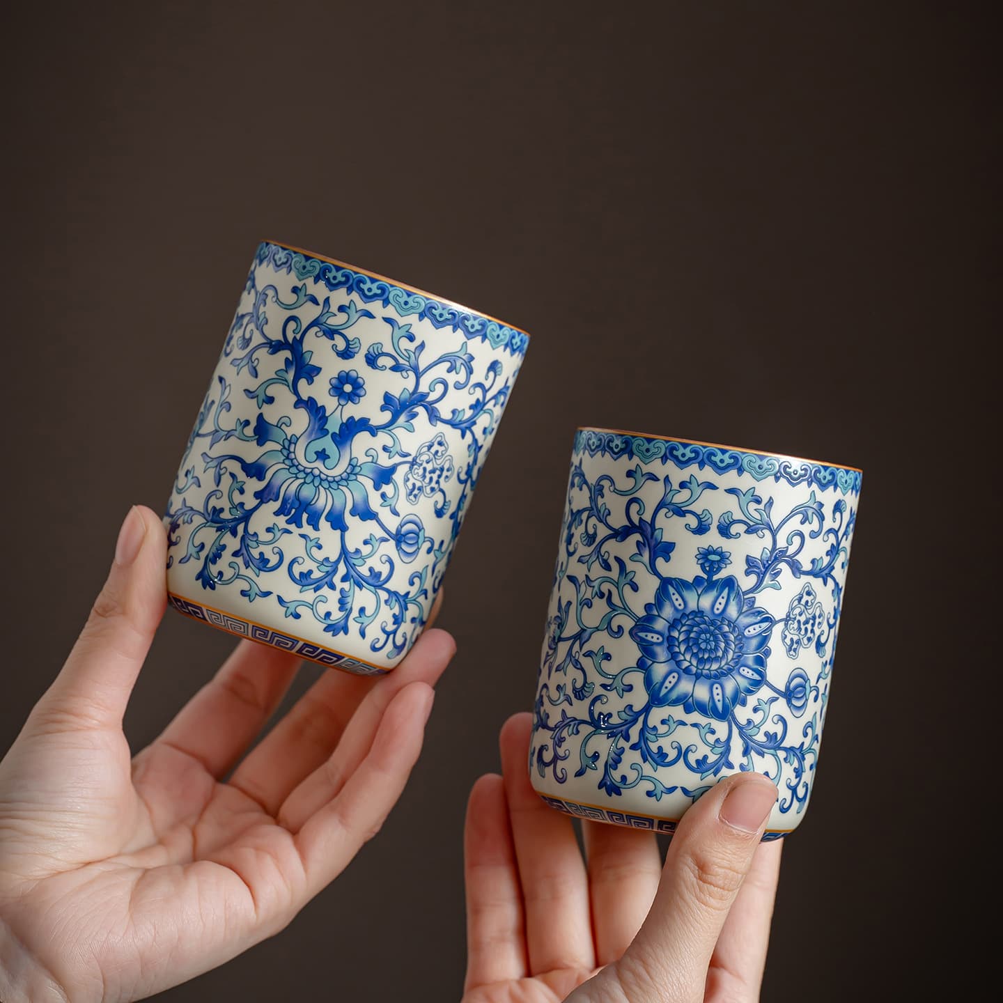 Blue and white Ru Kiln tea cup, personal tea cup, large ceramic water cup, coffee cup, high-end household tea set, single cup