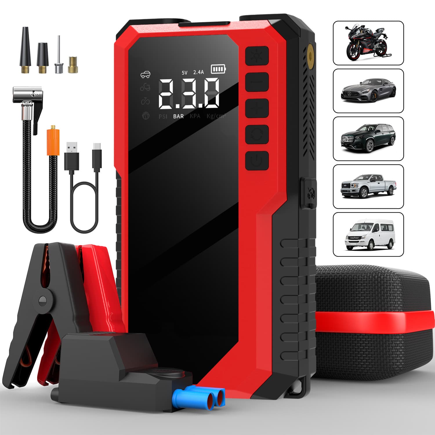 Factory Direct Neutral English Car Emergency Jump Starter with Air Pump All-in-One Battery Starter Jump Starter Tool