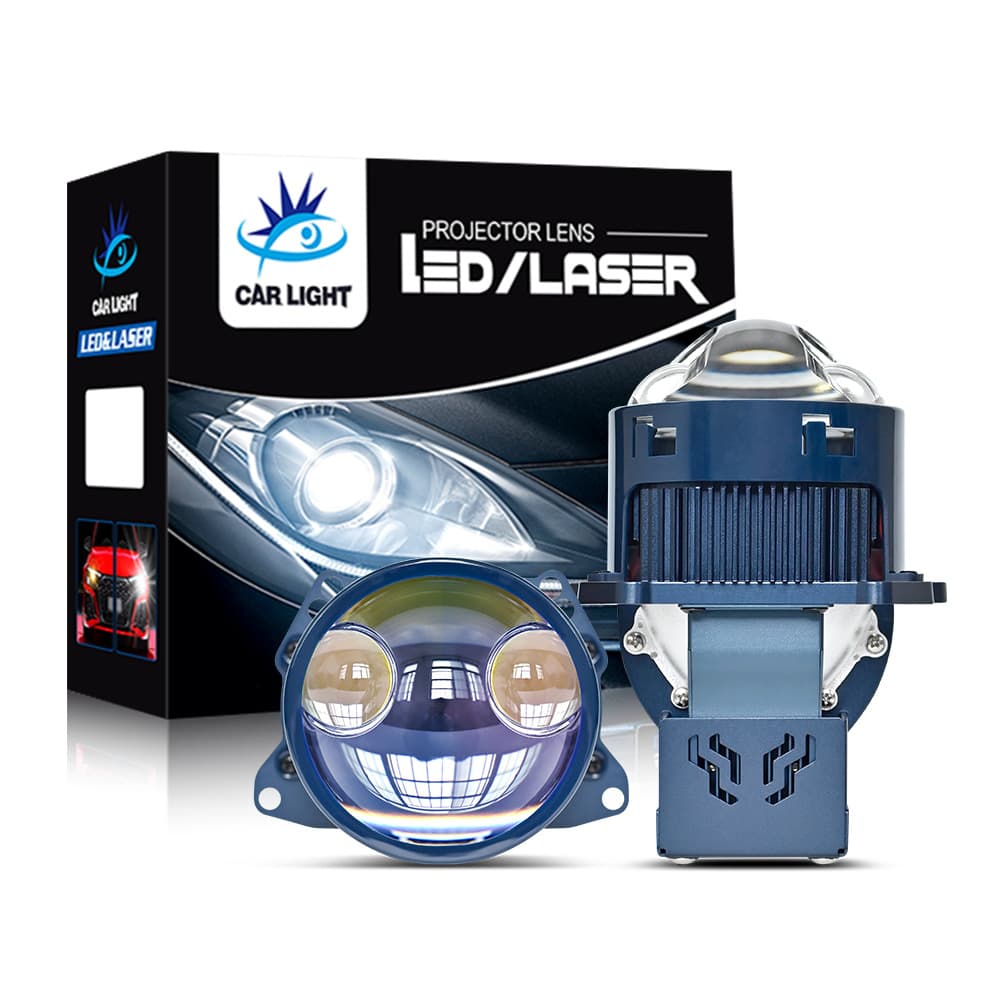 98W High Power Dual Lens Dual Direct Laser Effect Dual Cup Car LED Headlight High/Low Beam