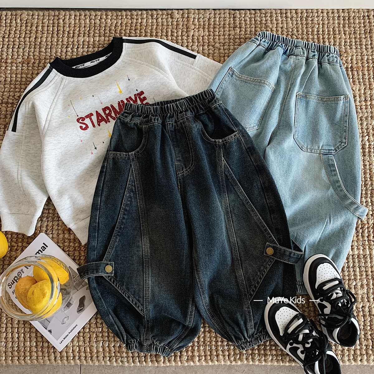 Muye Autumn Jeans Huzhou Zhili Kids Clothing Boys Korean Style Versatile Stylish Long Pants Children's Cargo Casual Pants