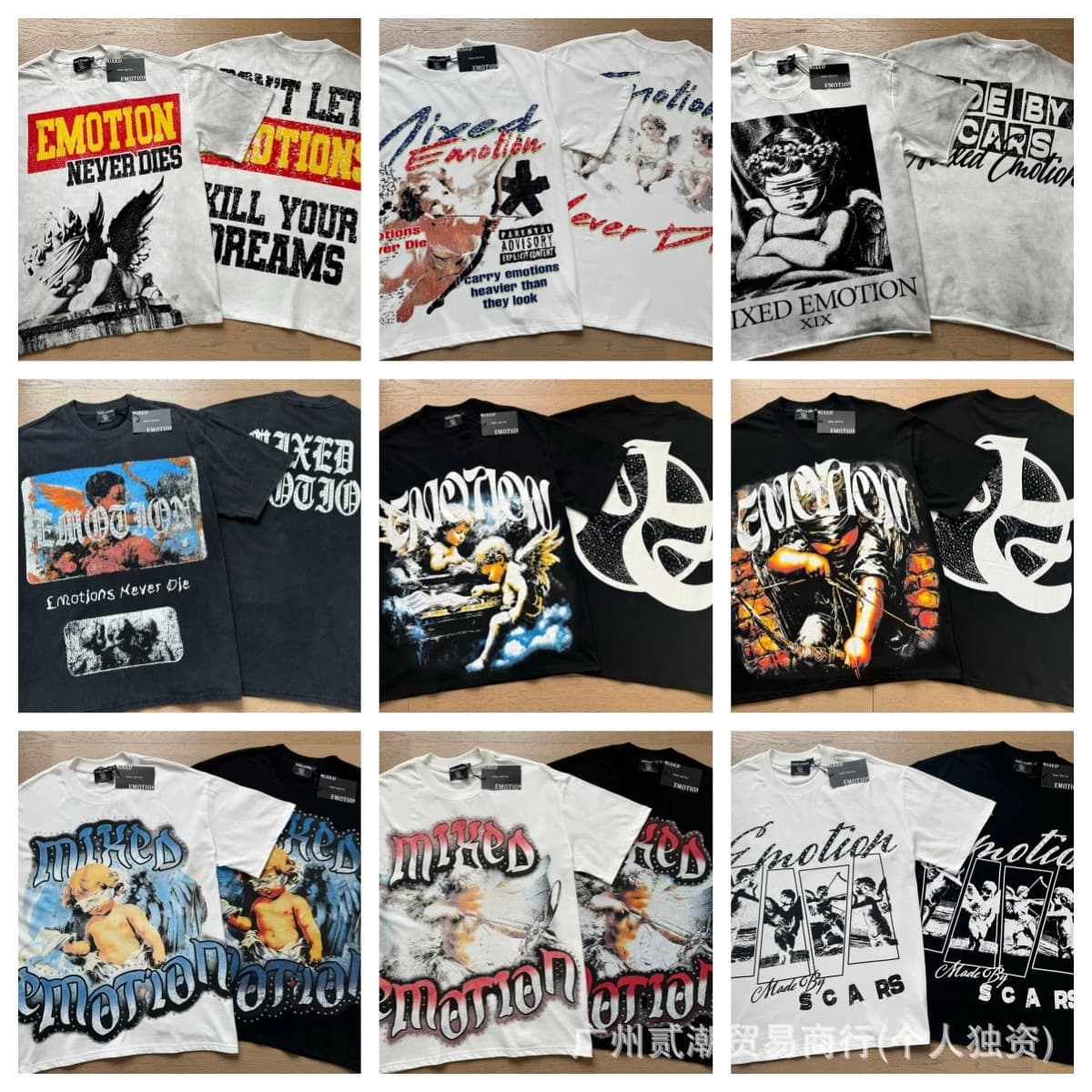 2026 spring American trendy brand EMOTION series fashionable short-sleeved loose printed hot diamond men's cotton t-shirt cross-border foreign trade