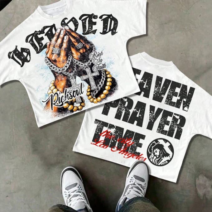 American Street Style 3D Print Short Sleeve T-Shirt Men's Trendy Brand Hip Hop Loose Vintage Rock Style Fashion Men's Clothing