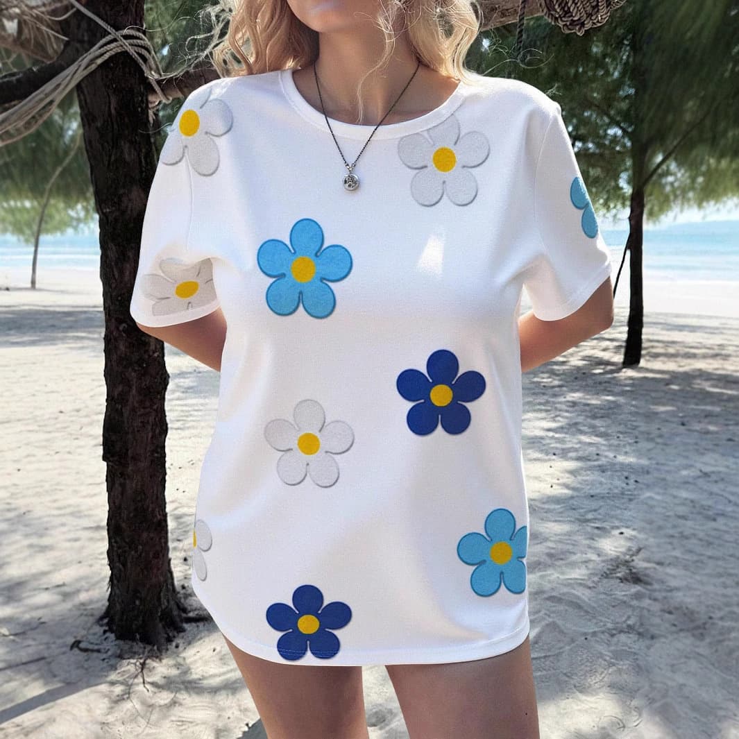 2025 New Women's Summer Crew Neck Drop Shoulder Comfortable Loose Casual T-Shirt Letter Print Pattern Oversized T-Shirt