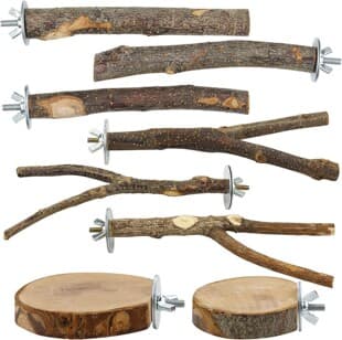 Parrot Perch Set 8-Piece, Perch Stick Bird Toy, Wooden Branch Perch Stand, Natural Wood Perch Platform, Wholesale In Stock