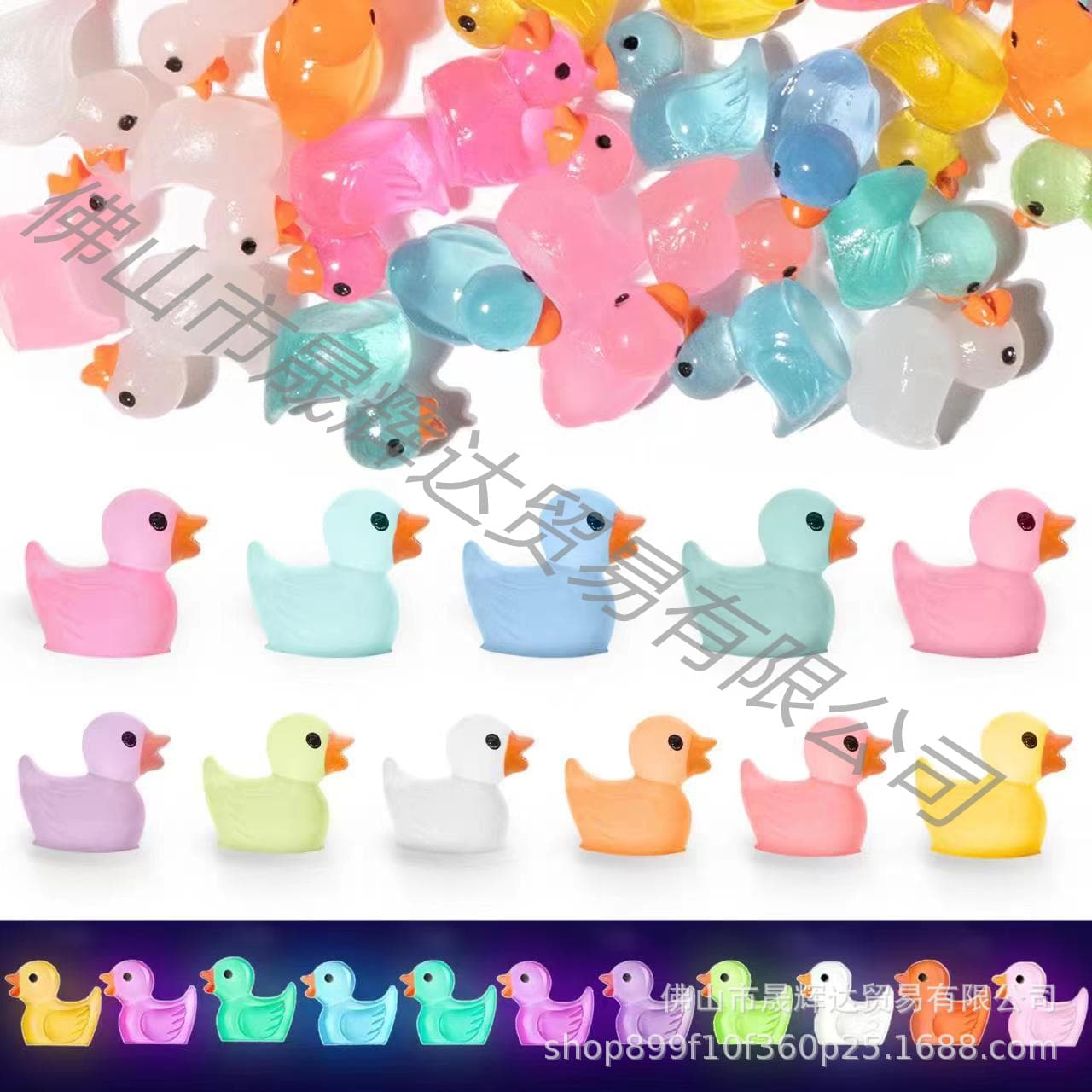 10-color Mini Glowing Duck Car Ornament Resin Creative Handmade Cute Yellow Duck Night Light Vehicle Decoration Accessories