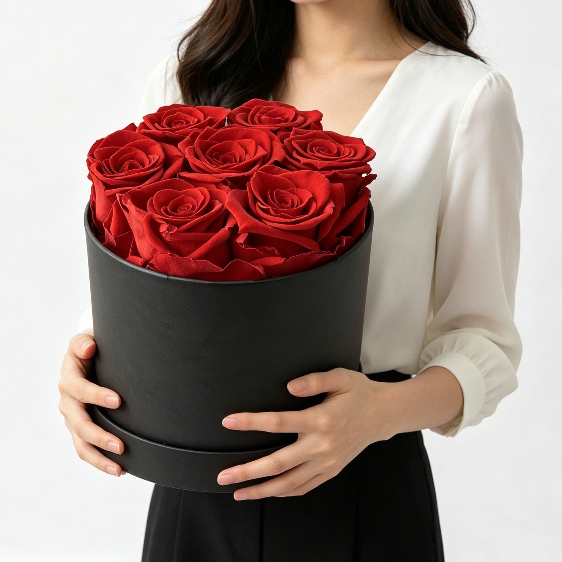 Preserved Flower Round Bucket Bouquet Valentine's Day Customizable Rose Bucket Bouquet Mother's Day Gift