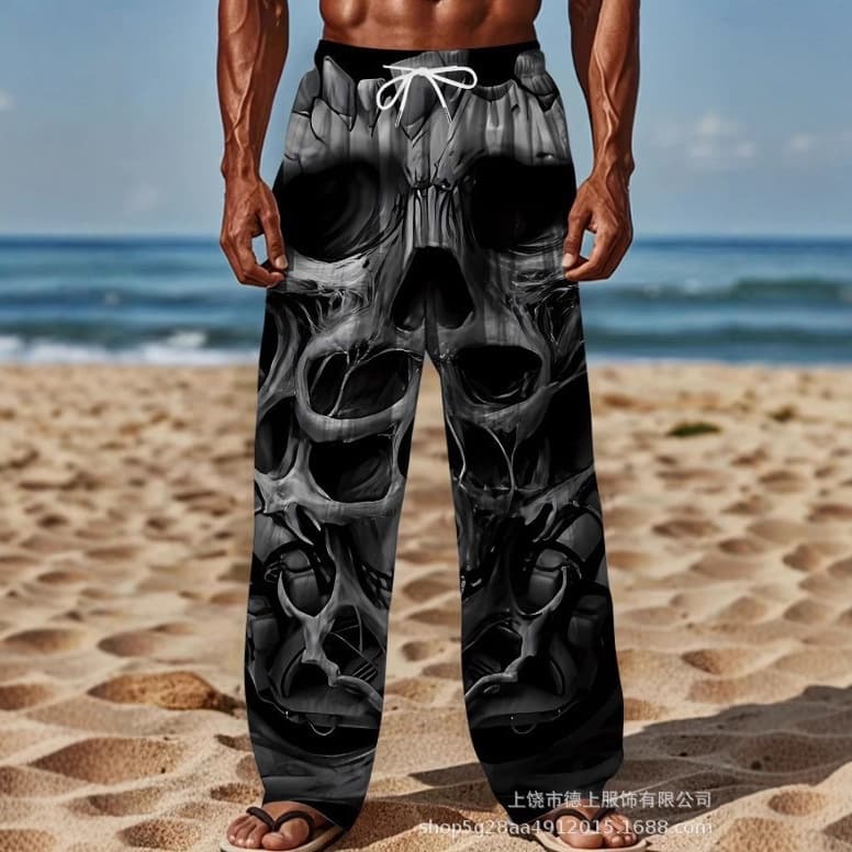 2025 new cross-border European and American new fashion printed casual loose casual sweatpants