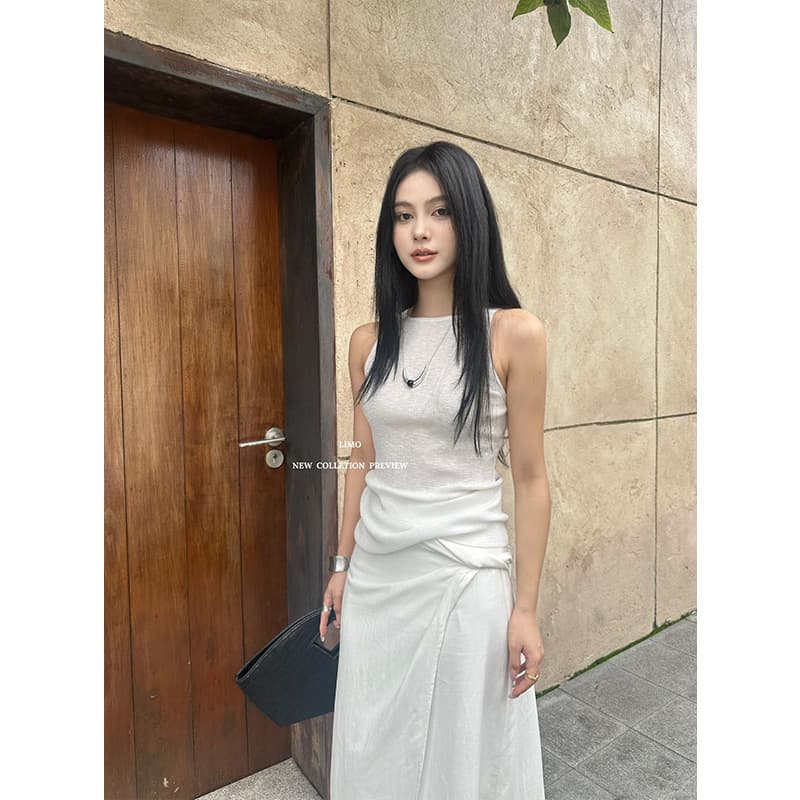 LIMO Simple and Elegant Old Money Style Summer Thin Fitted Slimming Versatile Tencel Linen Knit Vest