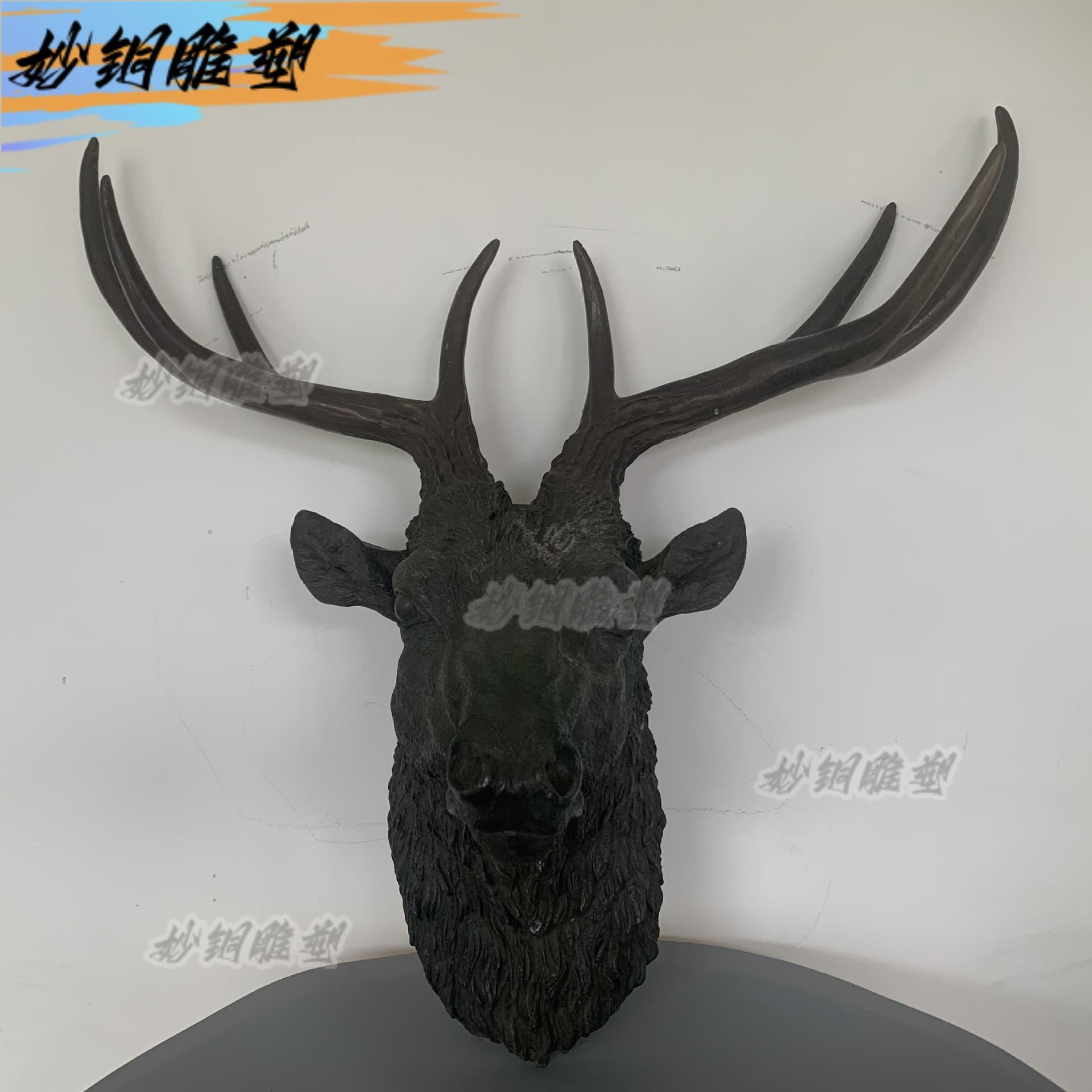 Deer Head Copper Decoration, Deer Head Wall Decoration, Wall Hanging, Park Plum Blossom Mother and Child Deer Sculpture, Metal Craft Casting, Creative Design