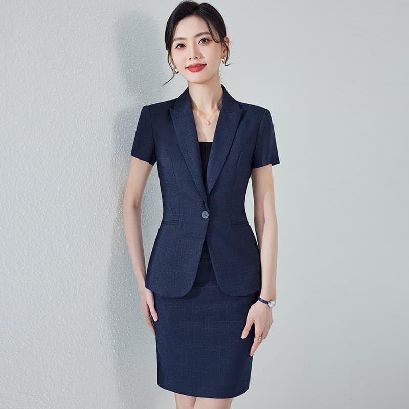 High-End Gray Short-Sleeved Suit for Women, Slim-Fitting Professional Attire, Elegant Workwear, Jewelry Store Work Clothes, Summer