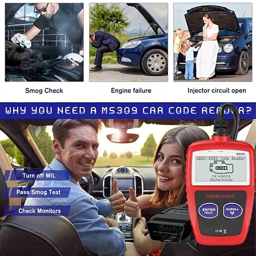 MS309 Car Code Reader OBD2 Diagnostic Tool Fault Light Vehicle Smart Instrument