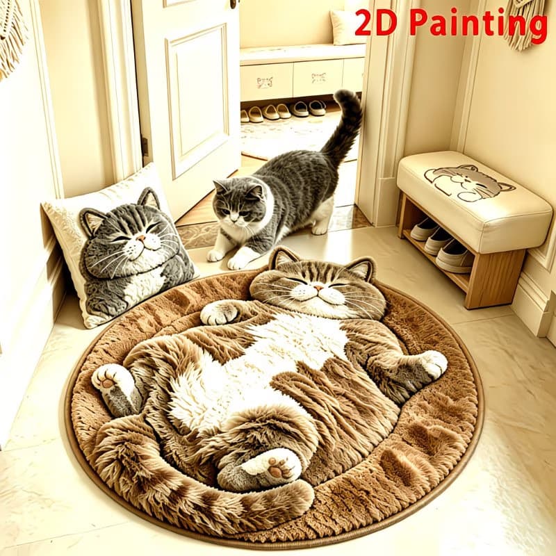 3D Stereoscopic Cat Design Faux Cashmere Living Room Rug, Easy Care Rocking Chair Blanket, Amazon Drop Shipping Sofa Throw