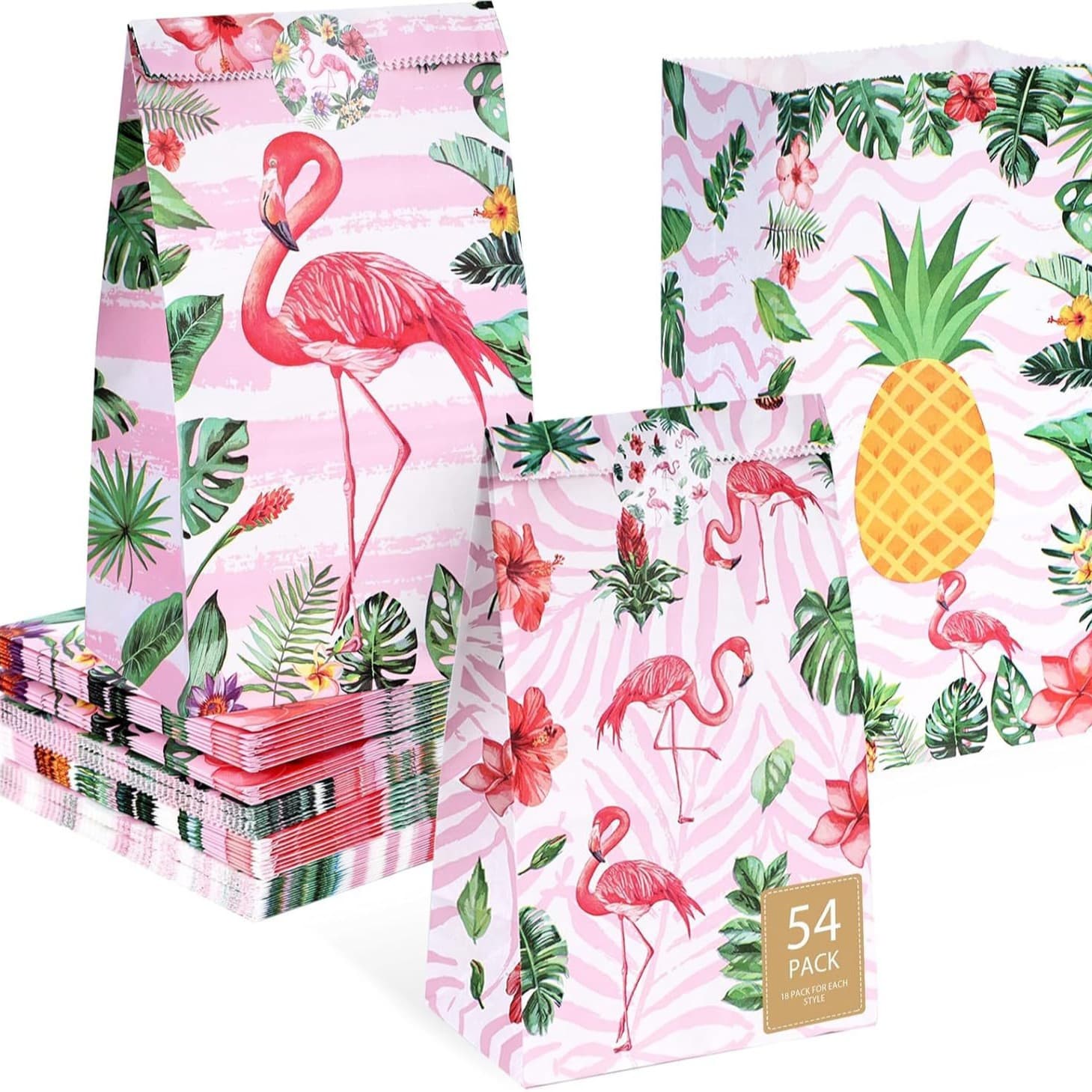 Hawaiian Flamingo 3 colors 24 Internet celebrity birthday food packaging cross-border kraft paper bag gift gift bag square bottom