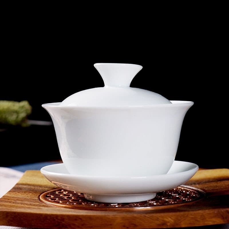 High White Porcelain Kung Fu Tea Set, Home Minimalist Gaiwan Cup, Ceramic Tea Brewing Bowl, San Cai Bowl, Fairness Cup Complete Set