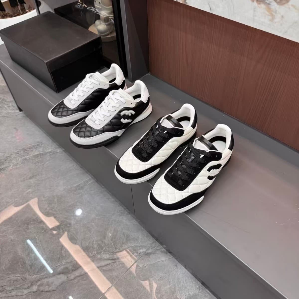 High Version 2026 New Chanel Style Diamond Grid German Training Shoes Women Panda Flat Casual Sports Shoes Comfortable Versatile Women's Shoes
