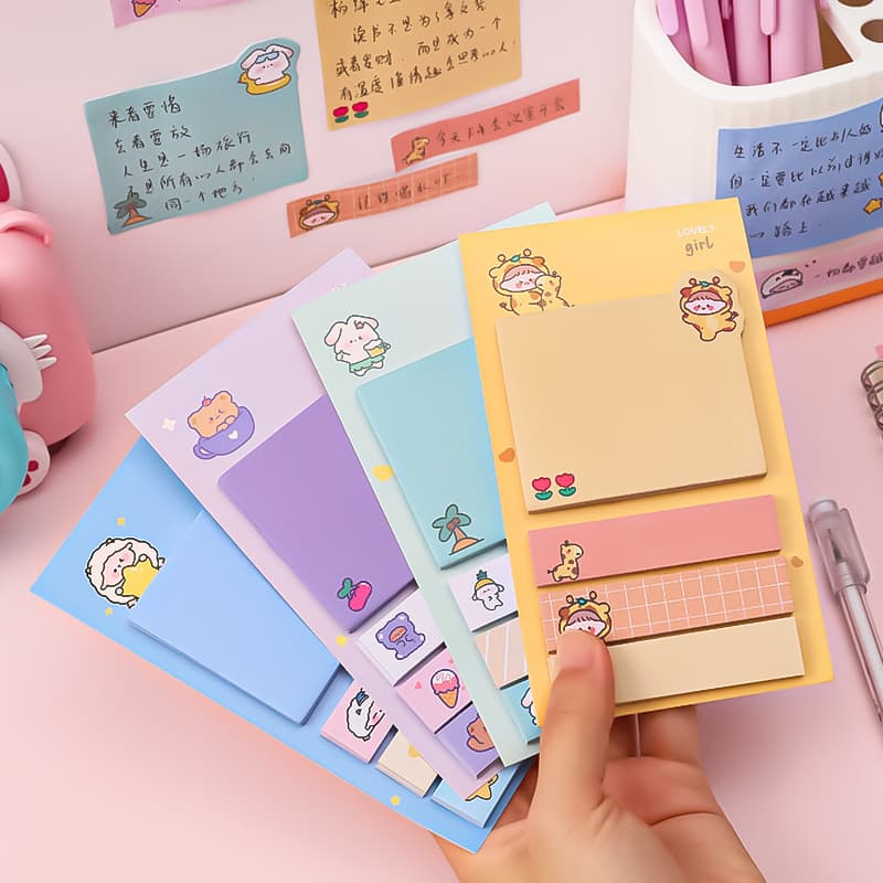 Cartoon Index Tabs Student Ins Girly Marking Message Index Tabs Office Classification Notes Reusable Sticky Notes