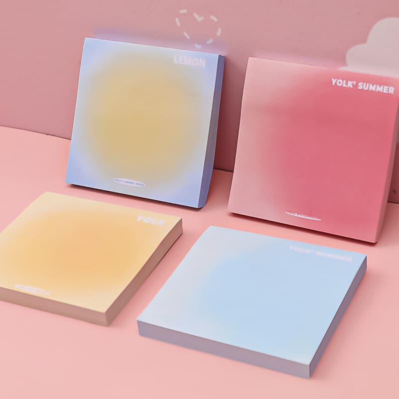 Egg Yolk Gradient Solid Sticky Notes, Student Mark Memo Notepad, Exam Office Sticky Note Paper Takeout N-Sticky Notes