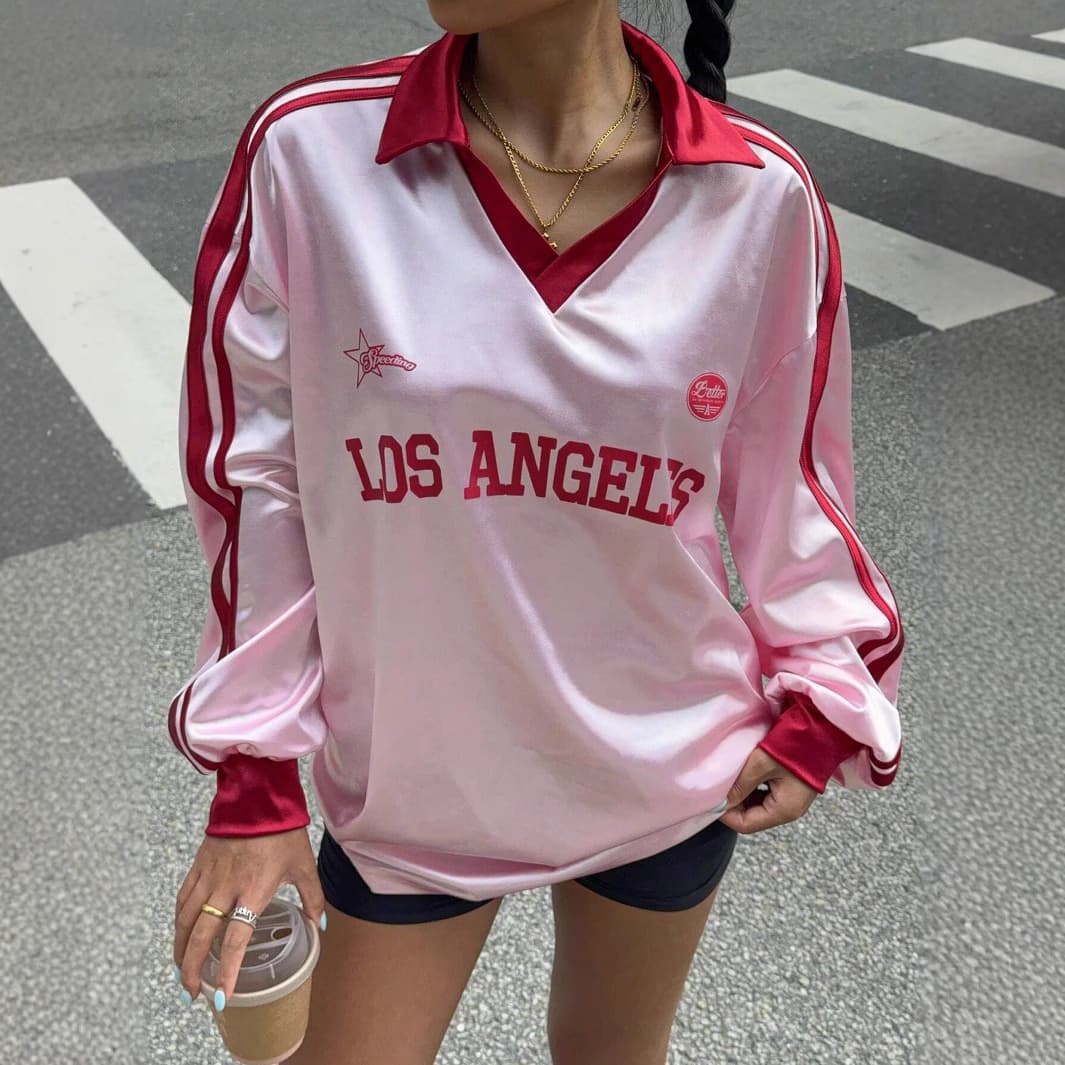 Digital Printed Jersey Loose Short-Sleeved Long-Sleeved T-Shirt Women's American Sports Casual Pullover V Neck Tops for Men and Women
