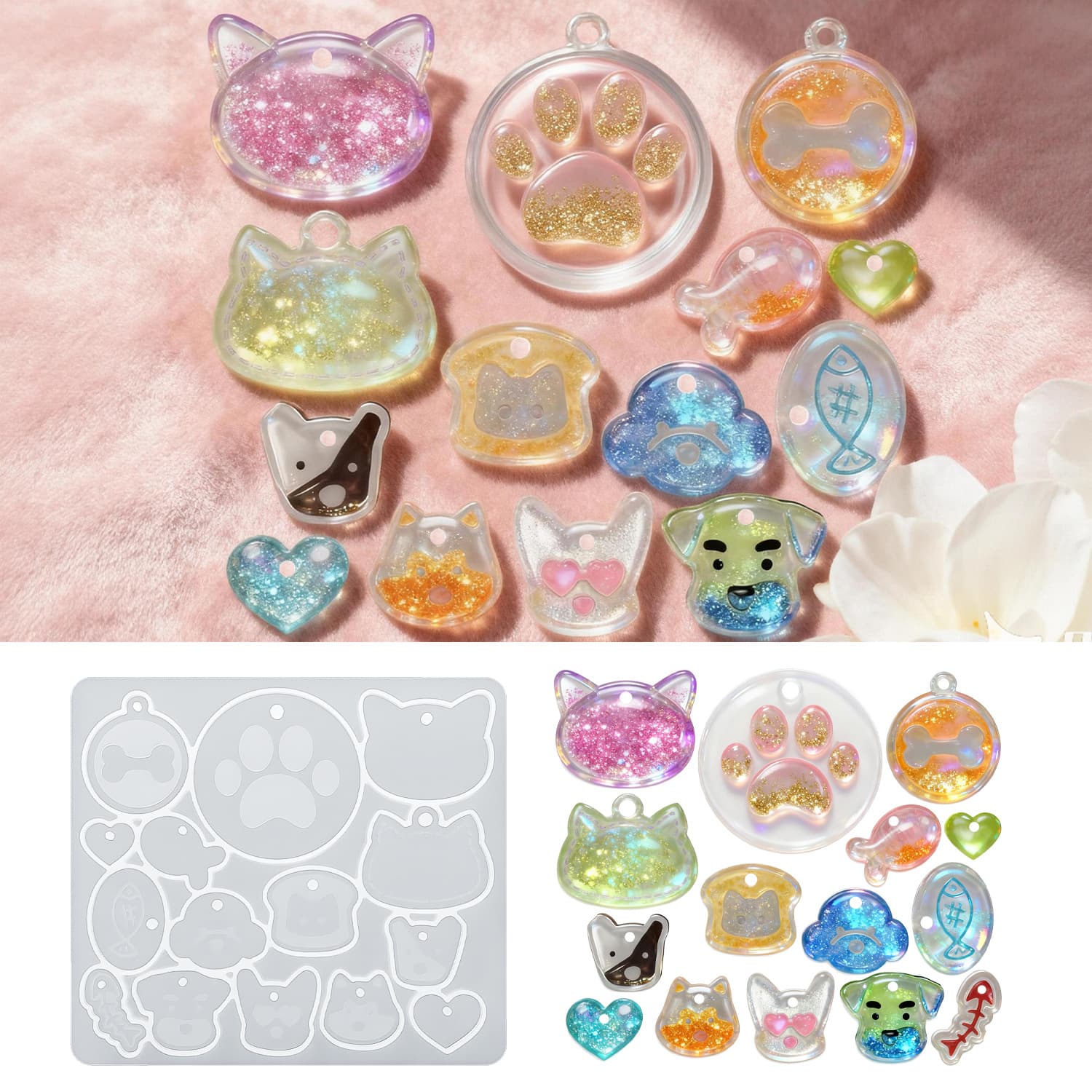 DIY pet tag pendant glue mold pendant decorative plaster silicone mold earring key chain pendant