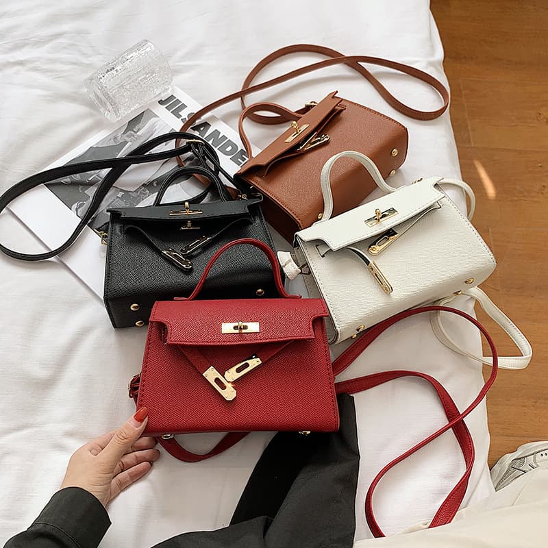 Cross-Border Red Handbag for Women 2026 New Trendy Fashion Versatile Mini Lock Crossbody Bag Internet Celebrity Kelly Bag