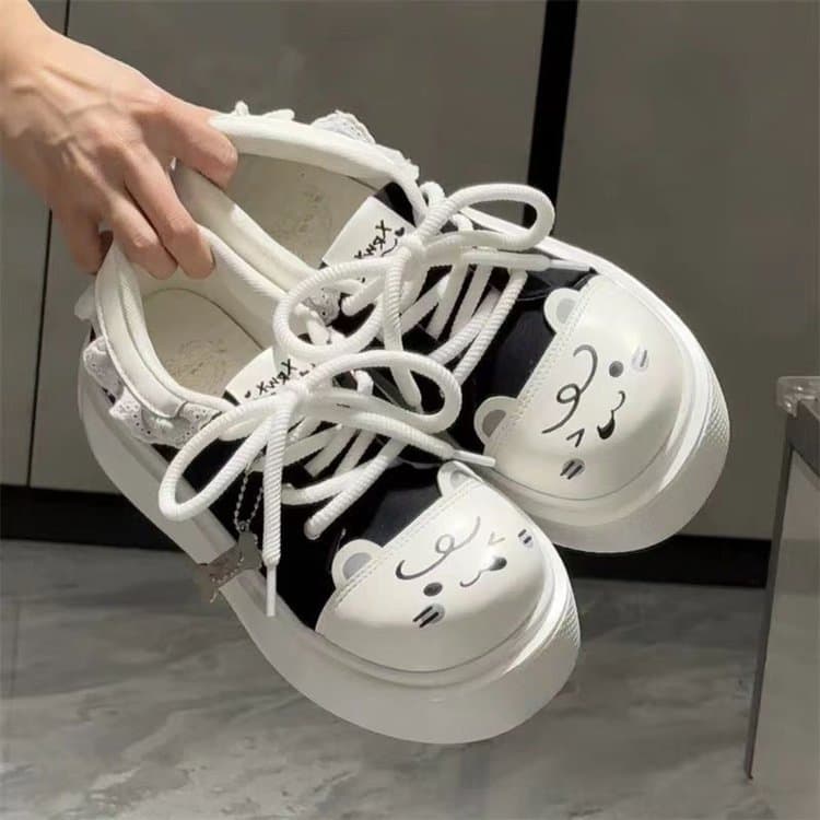 Round and Cute Soft Lolita Student Canvas Shoes for Early Spring