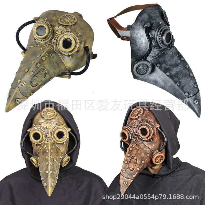 Amazon Punk Cosplay Plague Doctor Beak Mask New European and American Halloween One-Piece Label Drop Shipping