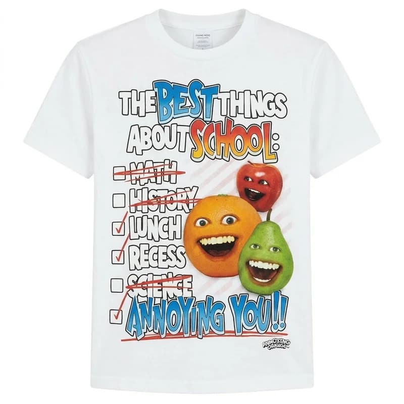 [Cross-border EU Size] Things School T-Shirt Orange Pear Apple Humor Ch