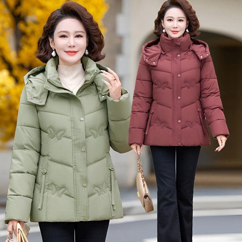 2025 New Detachable Hood Cotton Jacket for Mothers, Slimming Thickened Coat, Trendy Short Winter Cotton Wear for Middle-Aged and Elderly Women