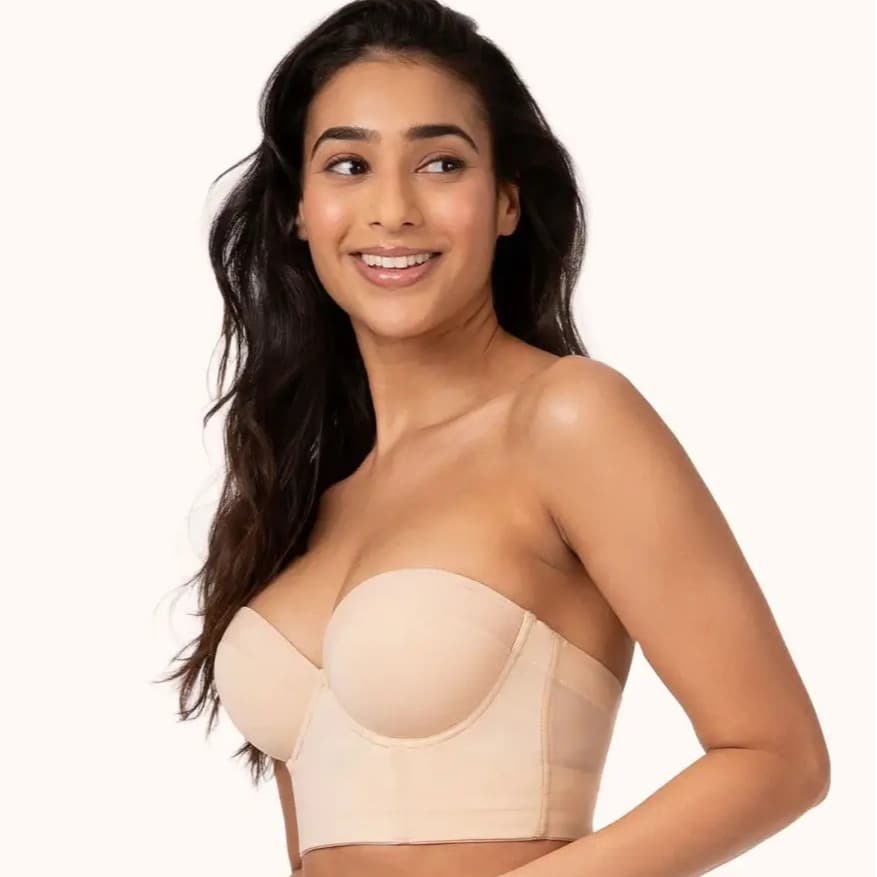 Amazon Independent Site 2023 New Backless Tube Top Low Back Strappy Bra Large Cup Plus Size Women's Underwear
