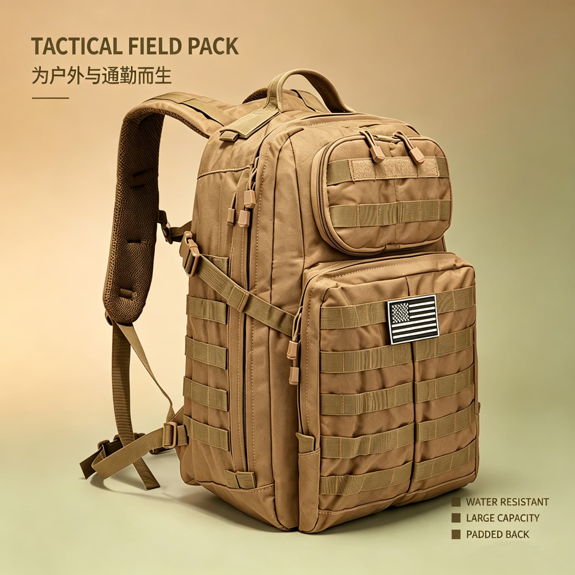 Outdoor tactical backpack multi-functional expansion backpack Oxford cloth casual waterproof wear-resistant large-capacity travel bag