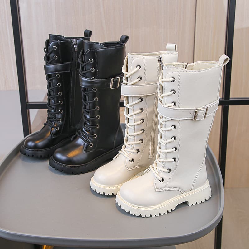 Girls Boots 2025 Spring Autumn Single Boots New Style Mid and Large Child High Tube Long Boots Cotton Boots Children Martin Boots