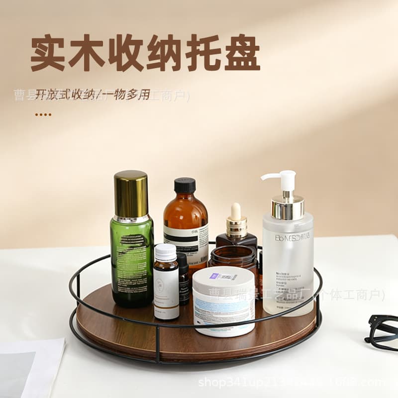 Spot tray solid wood round storage fruit tray home dry tea tray fruit tray coffee saucer round wooden tray