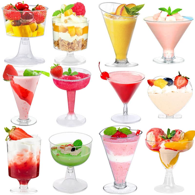 Cross-Border Tall Stem Mousse Cup Small Wine Cup Thickened Plastic Disposable Pudding Cup Ice Cream Cup Dessert Cup