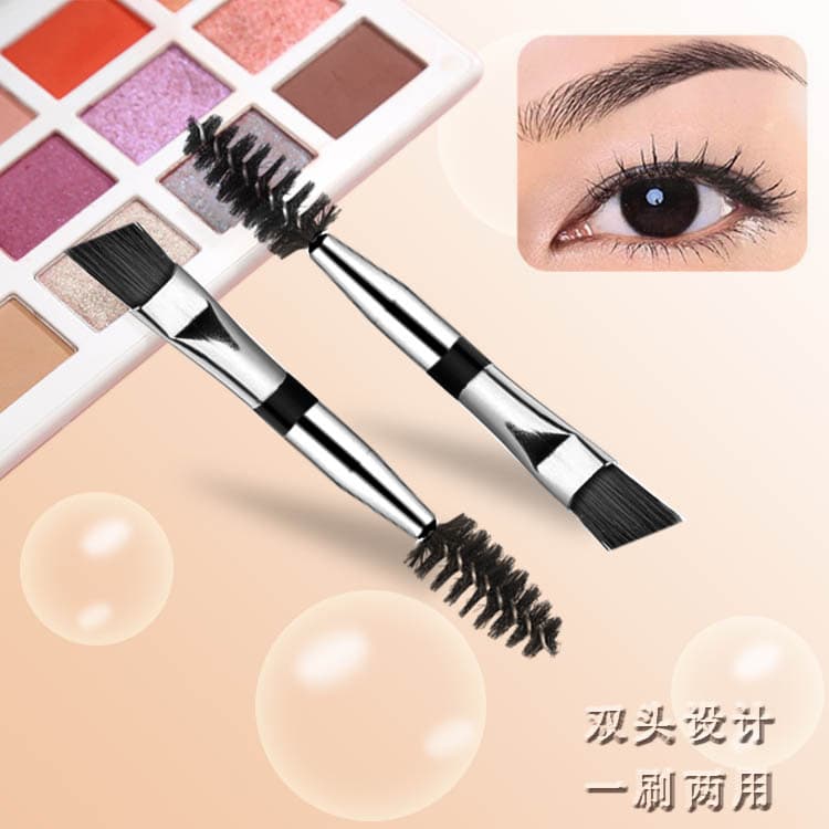 Mini Dual-End Eyelash Brush & Eyebrow Brush Wholesale Silver Spiral Lash Brush One End, Brow Brush Other End, Brow Grooming Brush 5.5