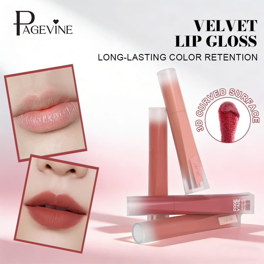 Best-selling PAGE VINE silicone matte blur base natural-looking brightening nude lip glaze and blush 2-in-1 cross-border