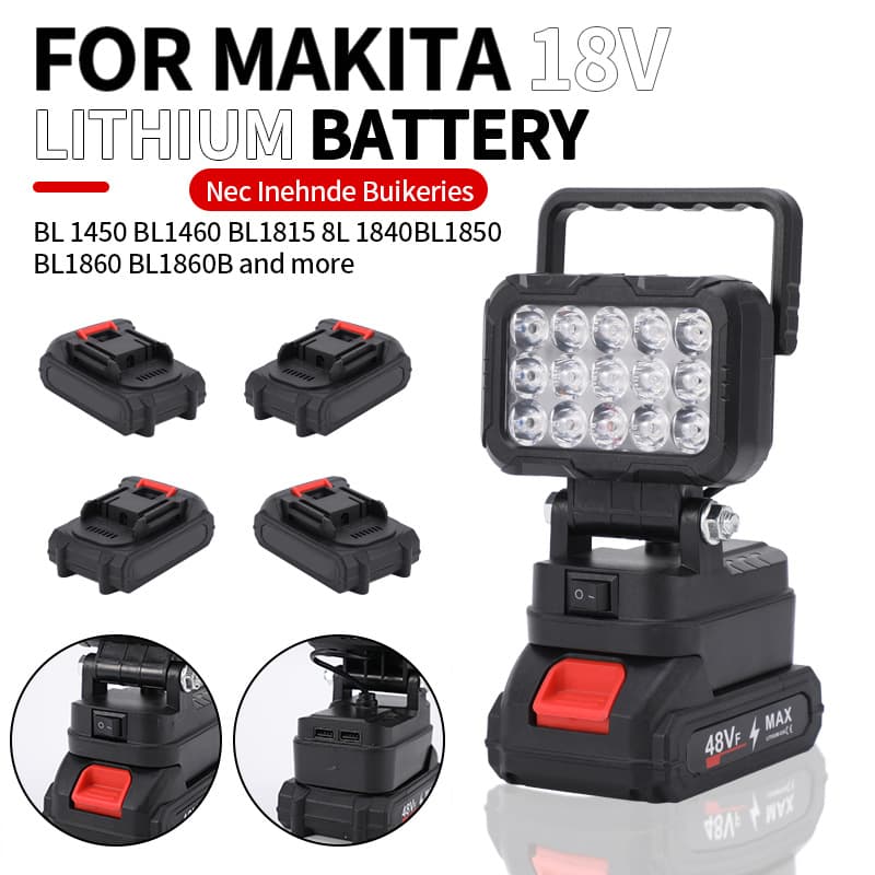 LED Portable Outdoor Fishing Work Light Lithium Battery Emergency Light Auto Repair Super Bright Camping Cordless High-Intensity Light
